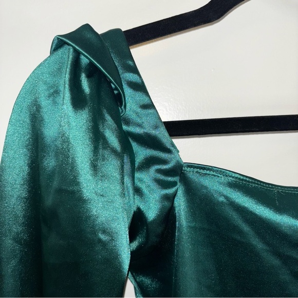 Fashion Nova Green Puff Sleeve Crop Blouse Size XS - Picture 9 of 15